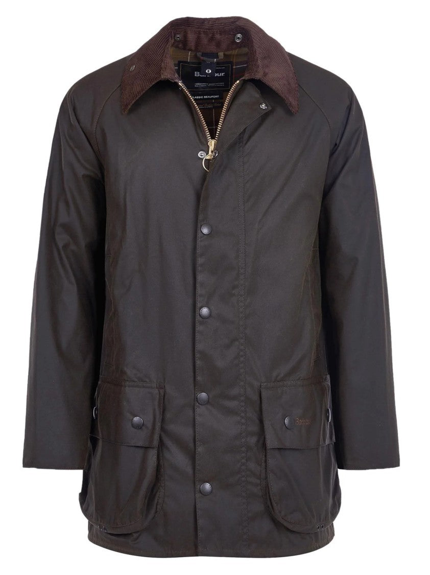 Barbour Brown Button-Up Coat With Corduroy Collar
