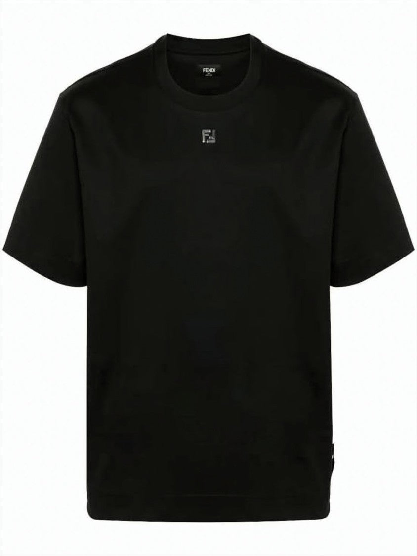 Fendi Relaxed Fit Black Cotton T-Shirt With Subtle Logo