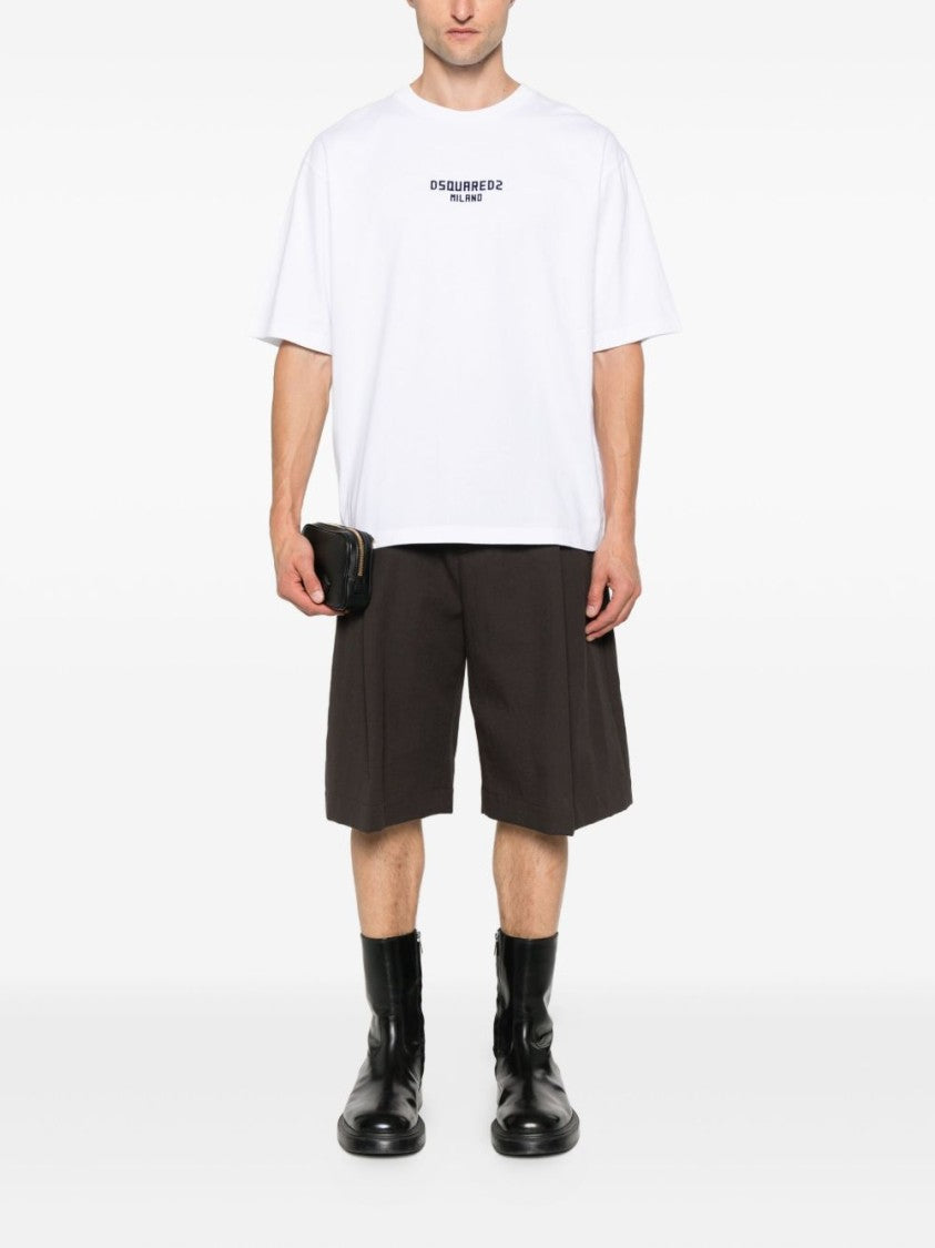 Dsquared2 Embroidered Logo Short-Sleeved T-Shirt In Pristine White