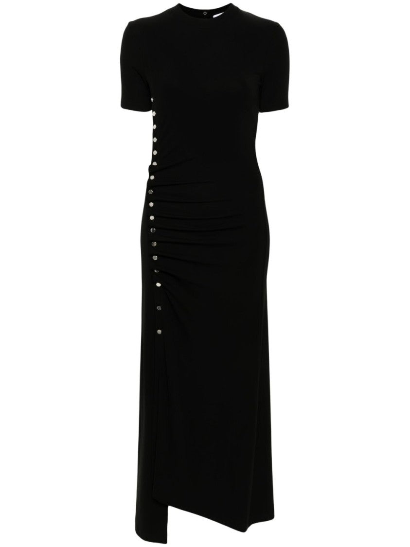 Rabanne Black Maxi Dress With Silver Button Detailing