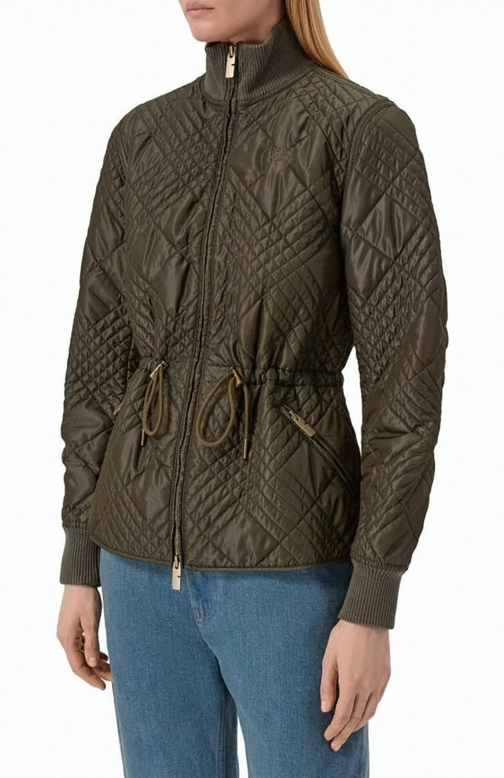 Burberry Quilted Brown Jacket With Adjustable Waist