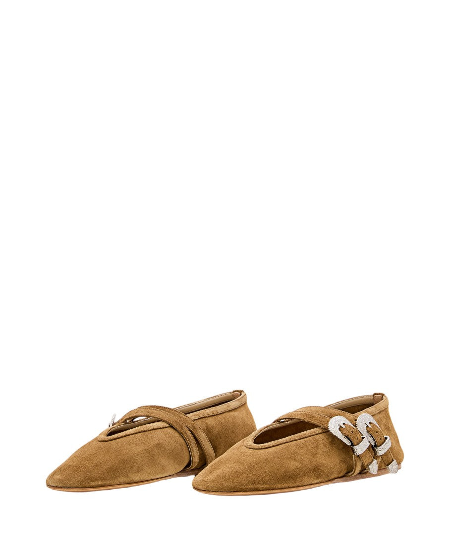 Le Monde Beryl Pointed Suede Ballet Flats With Straps