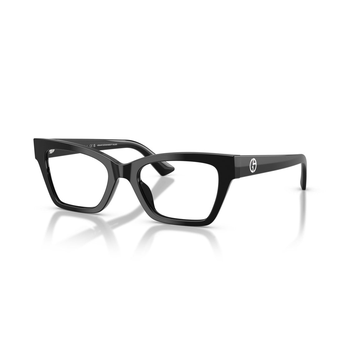 Giorgio Armani 0Ar7285hu Rectangular Black Acetate Eyeglasses With Logo Emblem