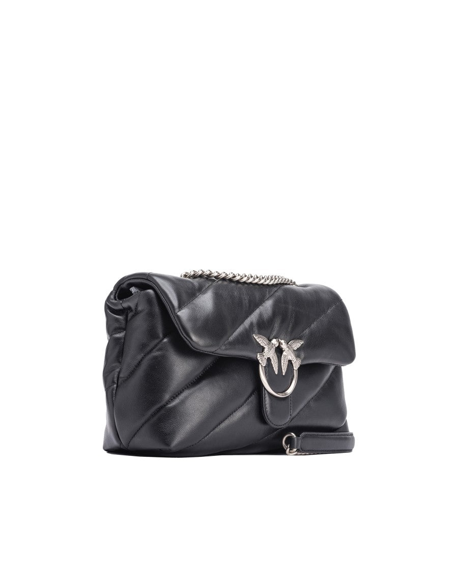 Pinko Black/Old Silver Love Bag Puff Medium Crossbody Bag