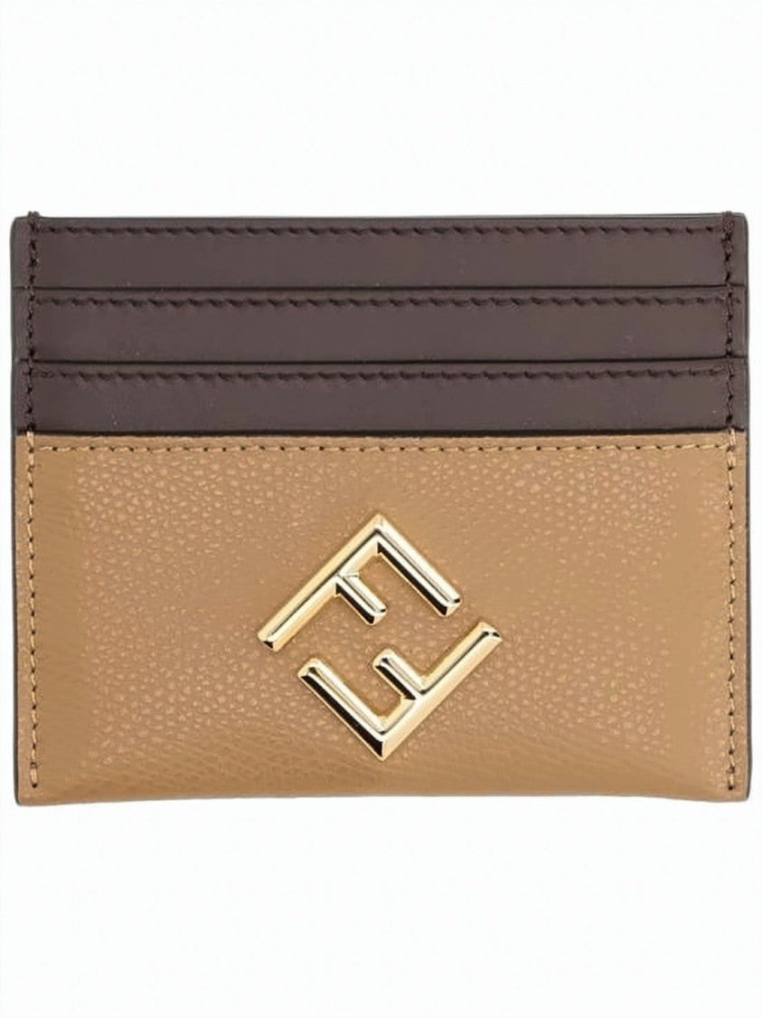 Fendi Textured Calf Leather Cardholder With Geometric Logo