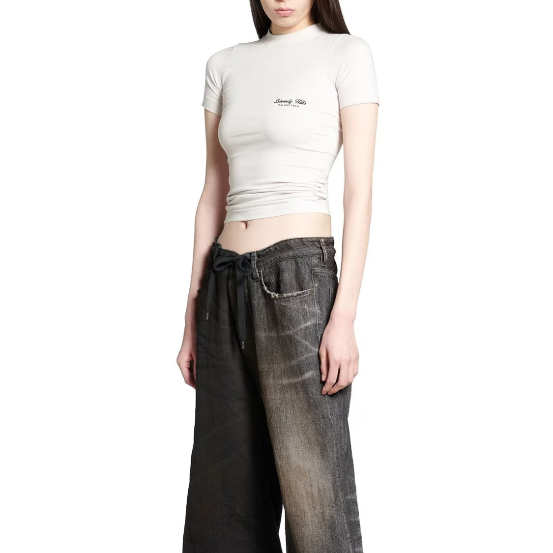 Balenciaga Beverly Hills T-Shirt With Rib Knit Crewneck