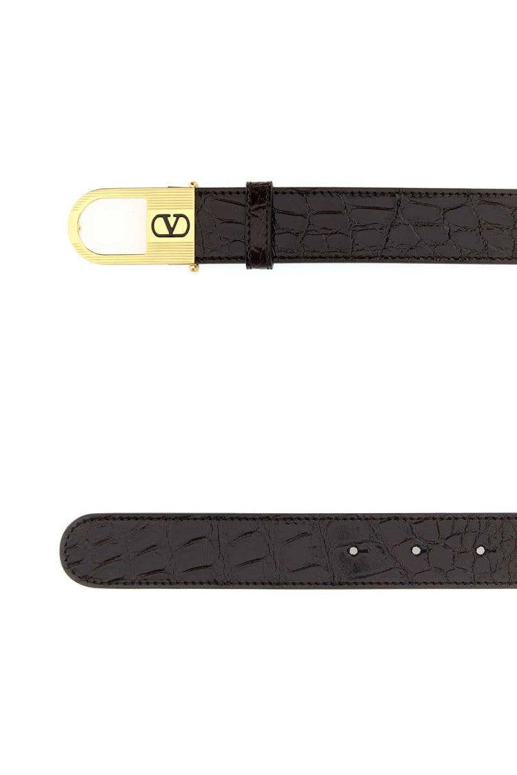 Valentino Garavani Dark Brown Leather Vlogo Signature Belt