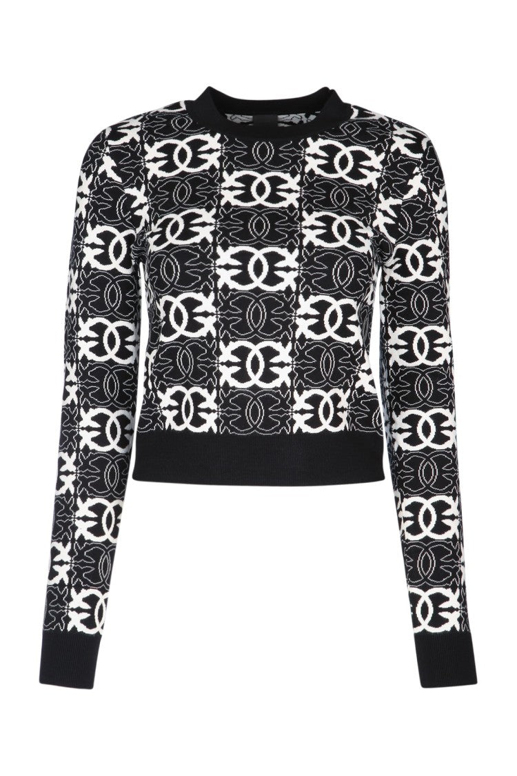 Pinko Cropped Long-Sleeved Top With Geometric Pattern