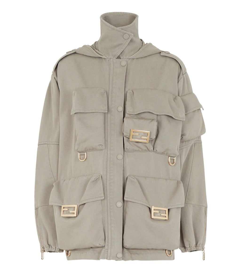 Fendi Utility-Inspired Beige Jacket With High Collar