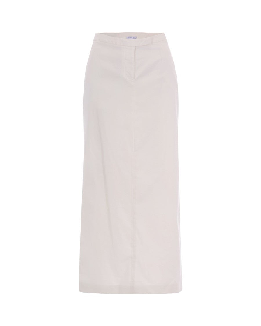 Patrizia Pepe Pencil Skirt In Stretch Cotton Twill With Central Slit Detail
