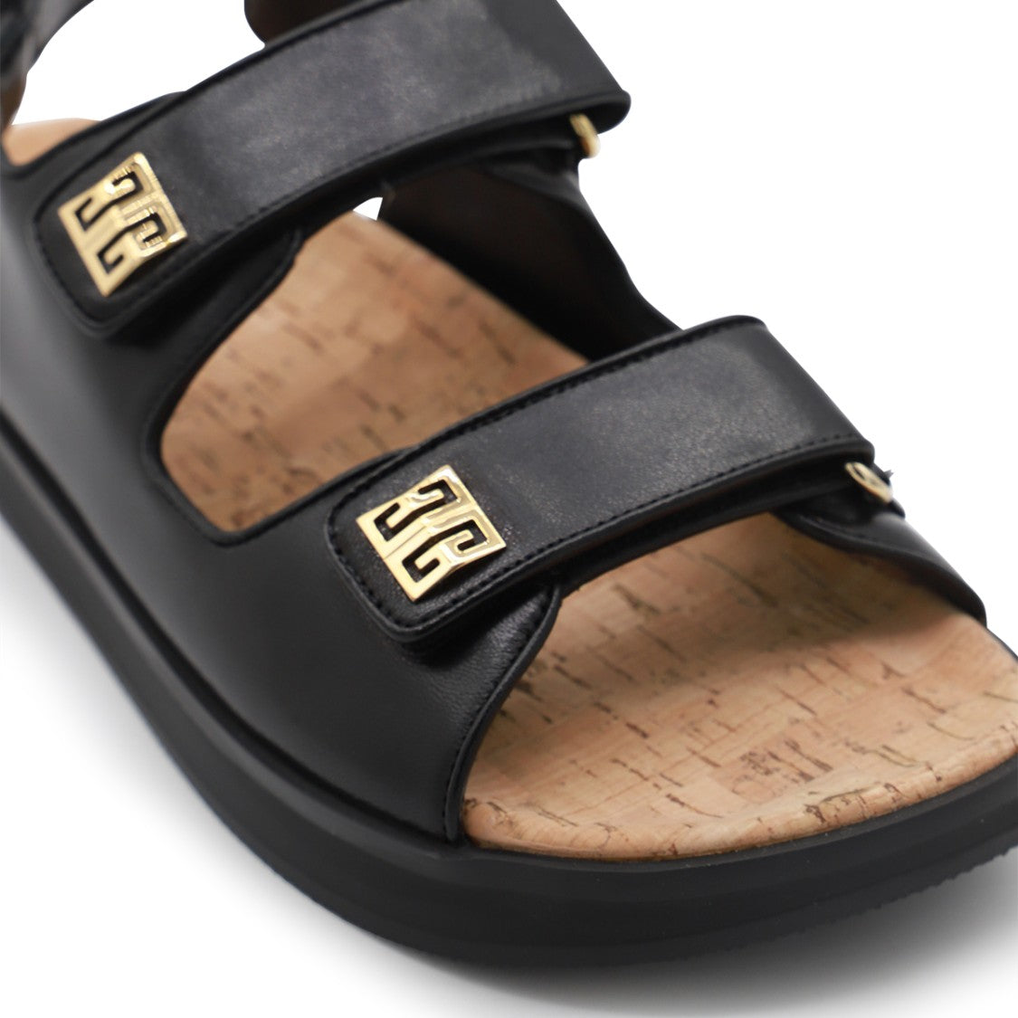 Givenchy Black Leather Round Toe Sandals