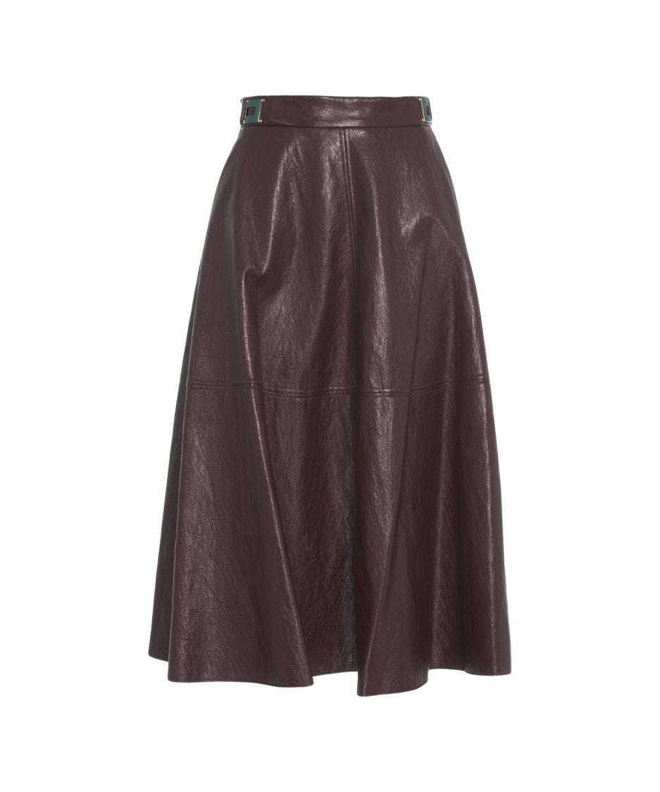 Elisabetta Franchi Faux Leather Midi Skirt