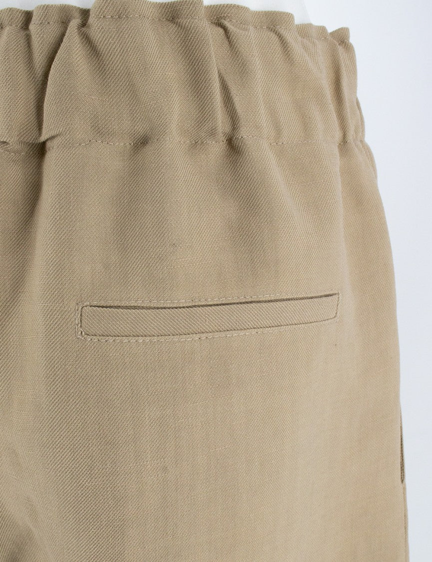 Antonelli Wide Stripe Beige Bermudas With Elasticated Waist