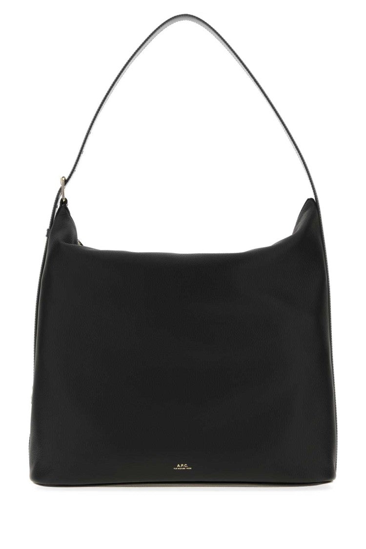 A.P.C. Black Leather Maxi Vera Shopping Bag