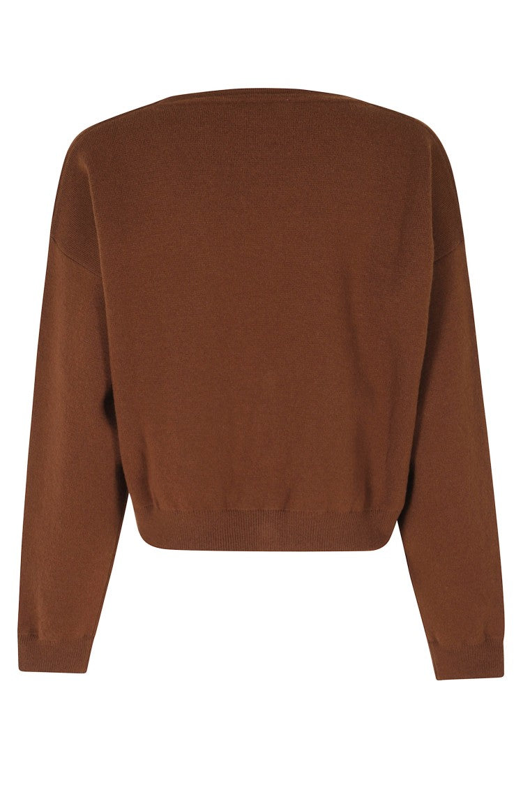 Roberto Collina Burnt V-Neck Boxy Merino Wool Cardigan