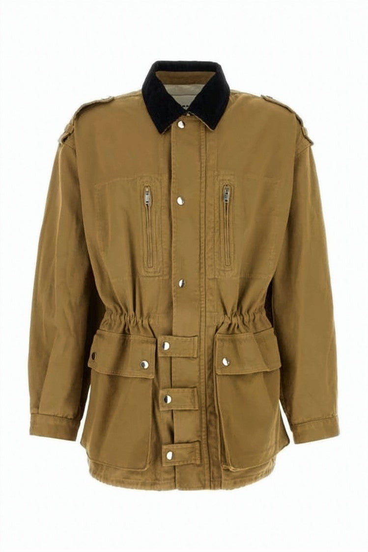 Isabel Marant Structured Brown Cotton Jacket With Contrasting Collar And Epaulets
