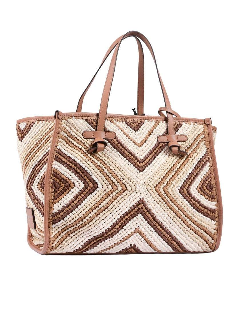 Gianni Chiarini Chevron Patterned Leather Trim Tote Bag