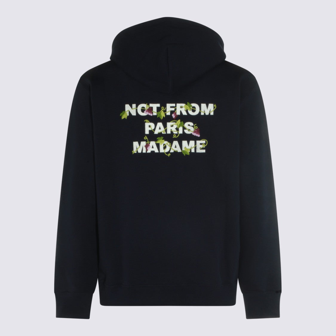 Drôle De Monsieur Embroidered Hoodie With Kangaroo Pocket And Grapevine Motifs