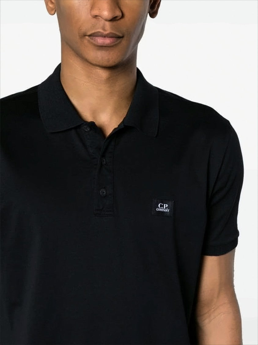 C.P. Company Short-Sleeve Black Polo Shirt With Traditional Collar