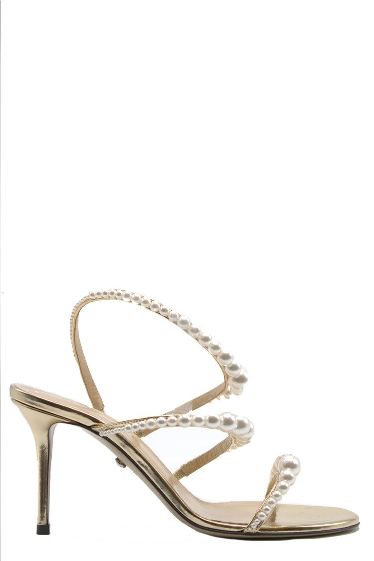 Mach & Mach Gold Leather Sandals