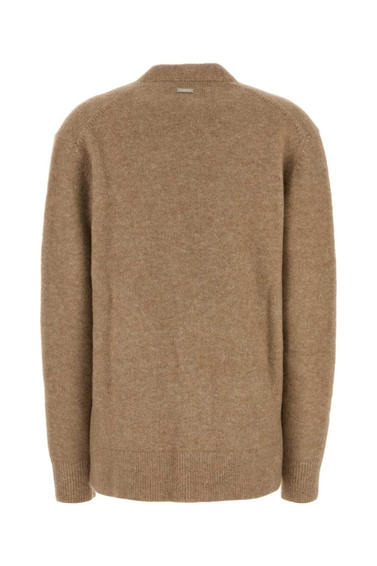 Salvatore Ferragamo Camel Stretch Alpaca Blend Oversize Cardigan