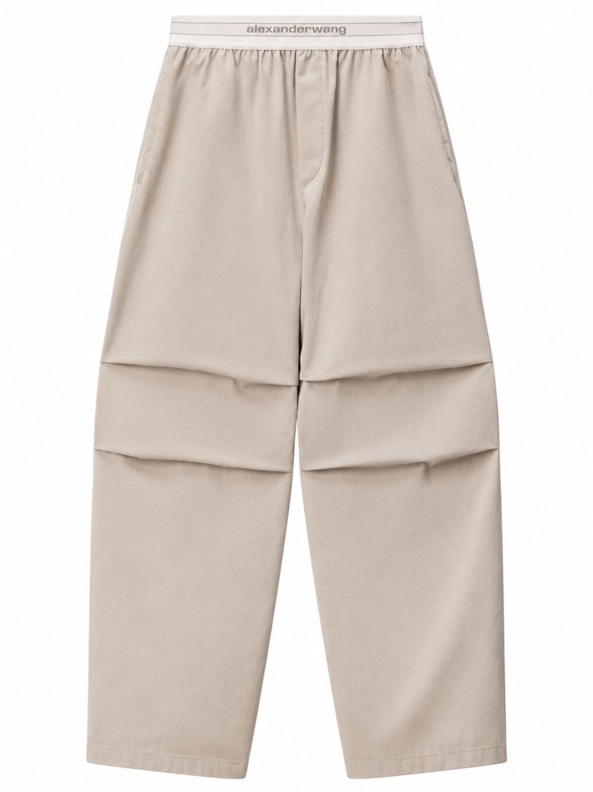 Alexander Wang Grey Wide-Leg Pleated Cotton Pants