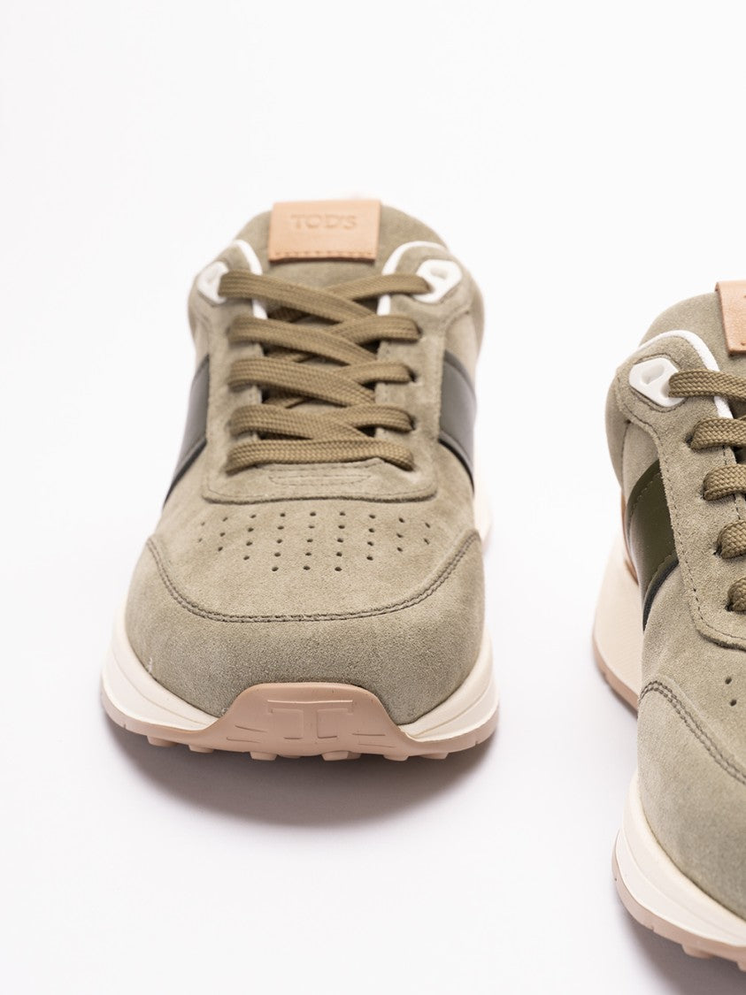 Tod's Calf Leather Sneakers With Suede Panels