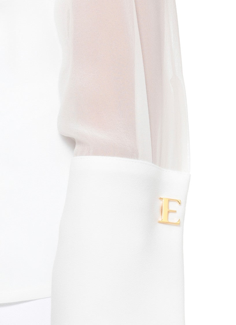 Elisabetta Franchi Ivory Silk Cufflink Shirt