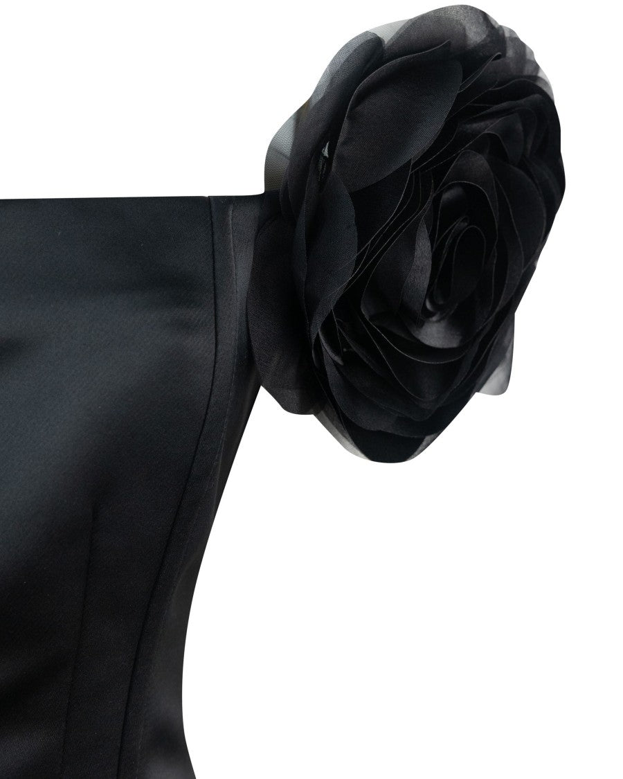 Elisabetta Franchi Duchess Dress With Floral Appliques