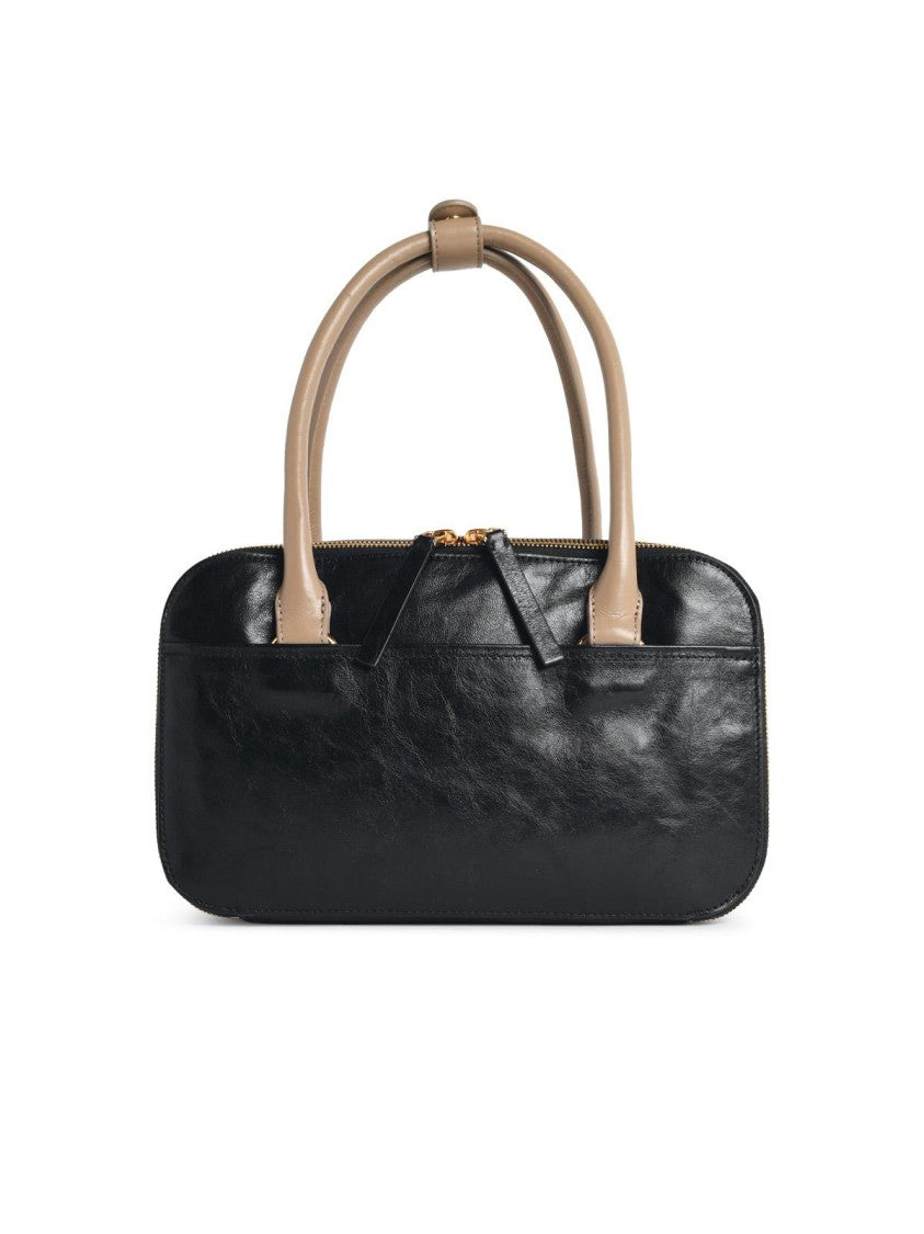 Marni Small 'Boxyne' Bag In Black Brown And Taupe Leather