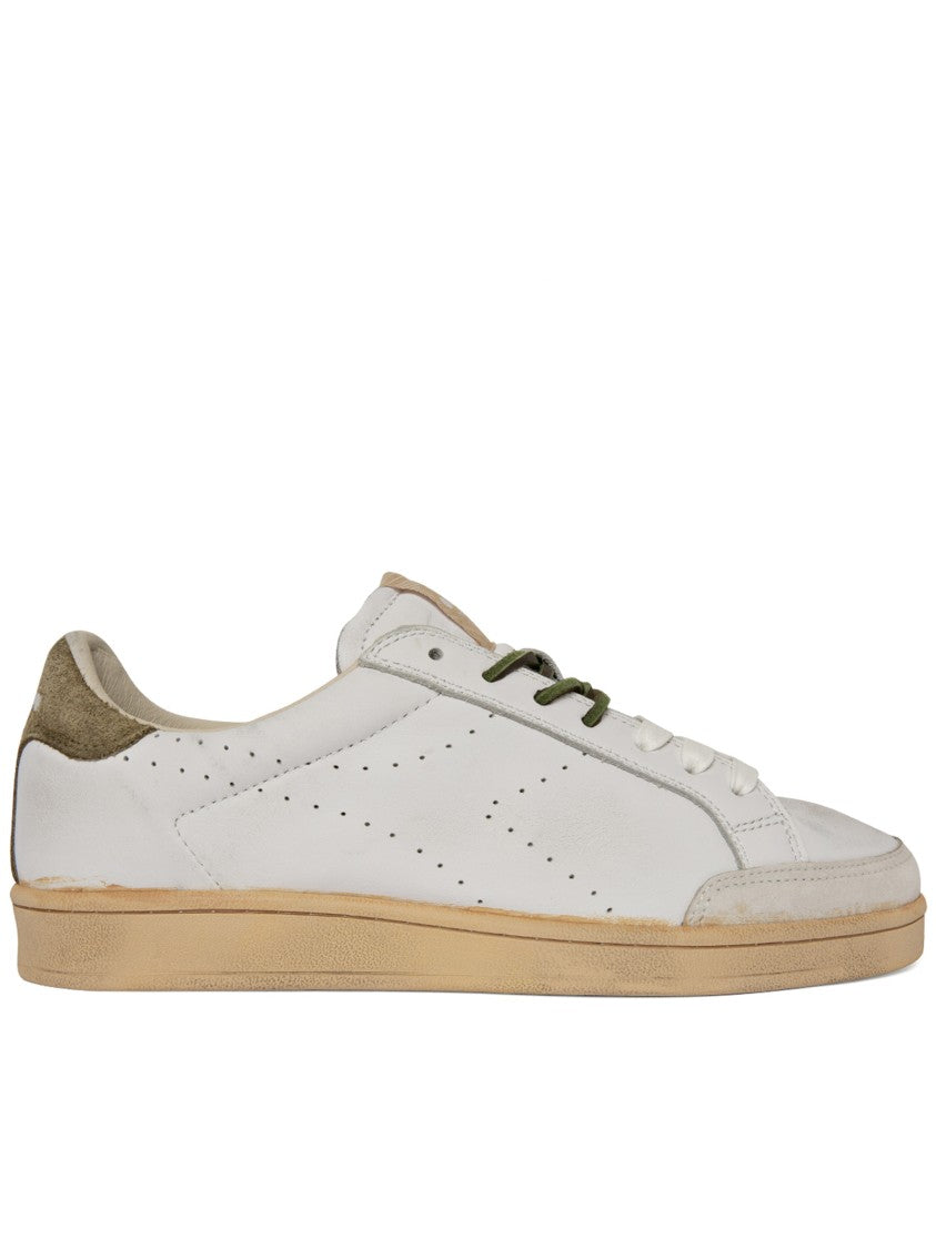 Diadora Prestige Plain White Olive Accent Sneakers