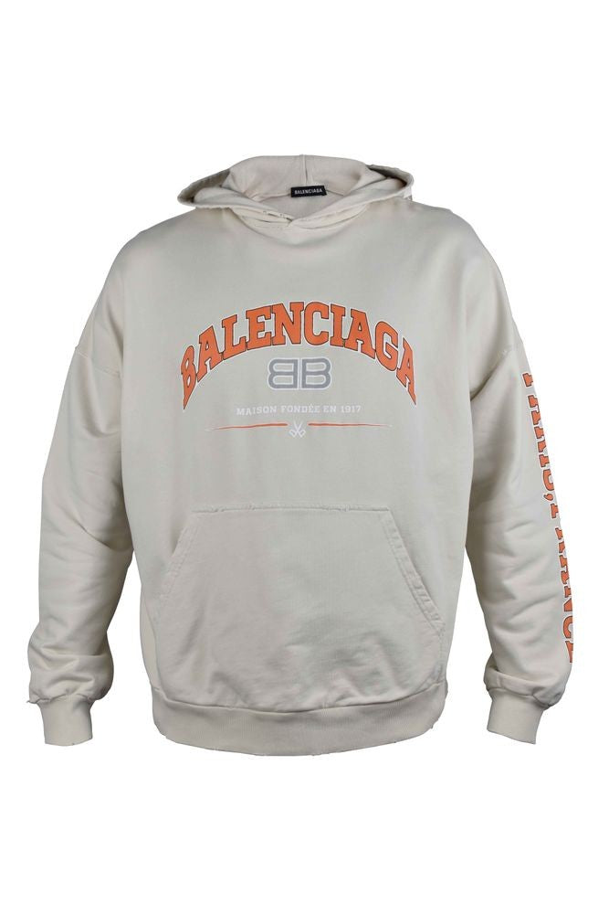 Balenciaga Ecru Cotton Hooded Sweatshirt