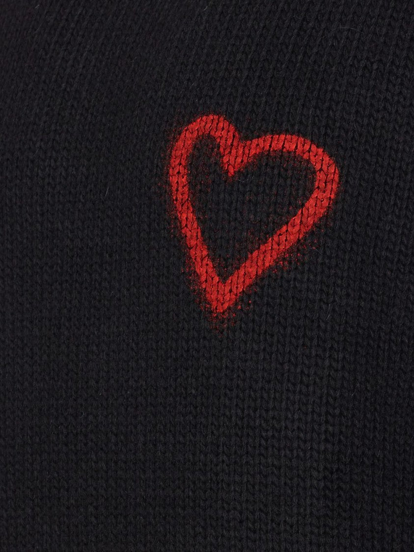 Vision Of Super Relaxed-Fit Black Knit Sweatshirt With Heart Motif