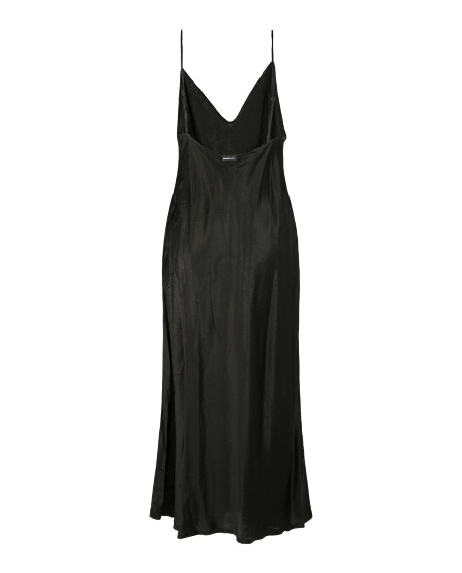 Balenciaga Fluid Silk Midi Dress With Adjustable Straps And V-Neckline