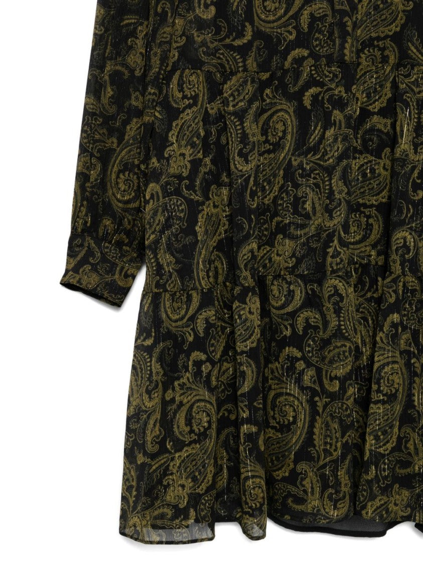 Michael Kors Paisley Pattern Long-Sleeved Dress With Ruffle Accents