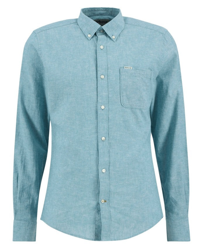 Barbour Tailored Light Teal Shirt With Button-Down Collar