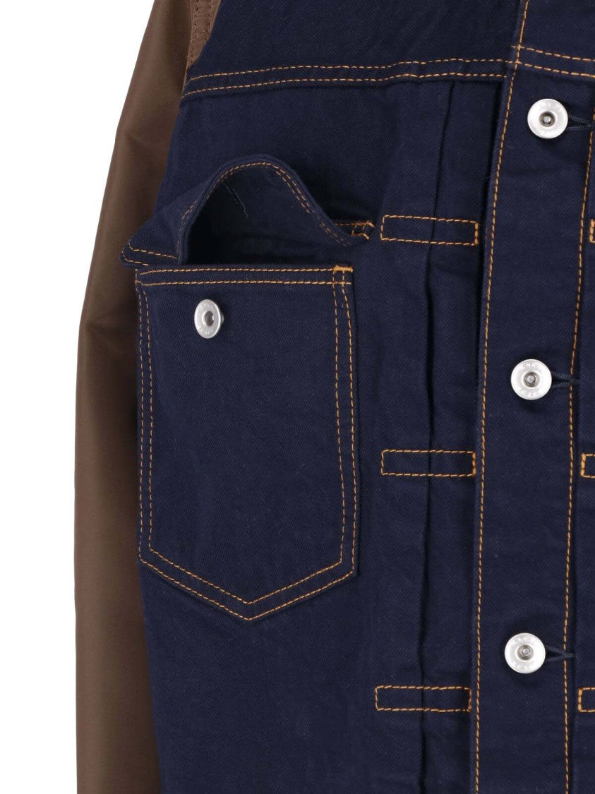 Sacai Blue Denim-Nylon Blend Jacket
