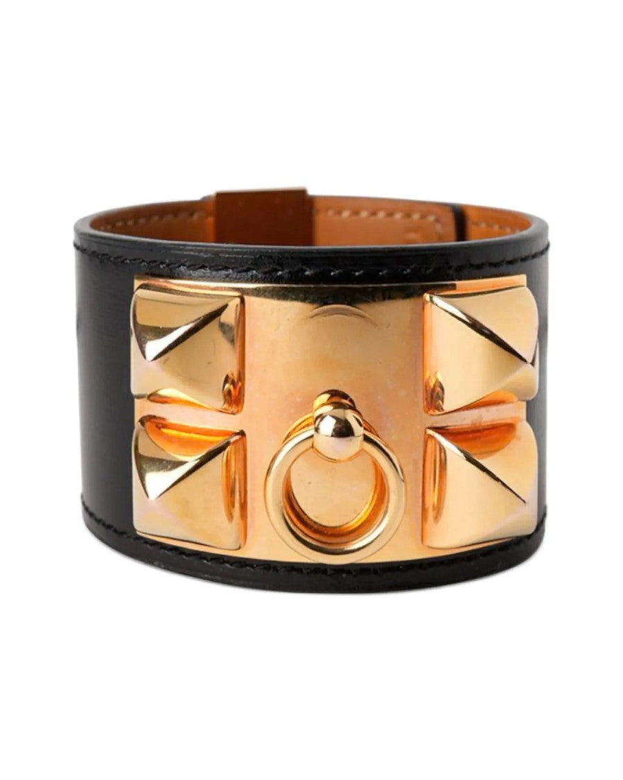 Hermès Collier De Chien Box Calf Bracelet Black
