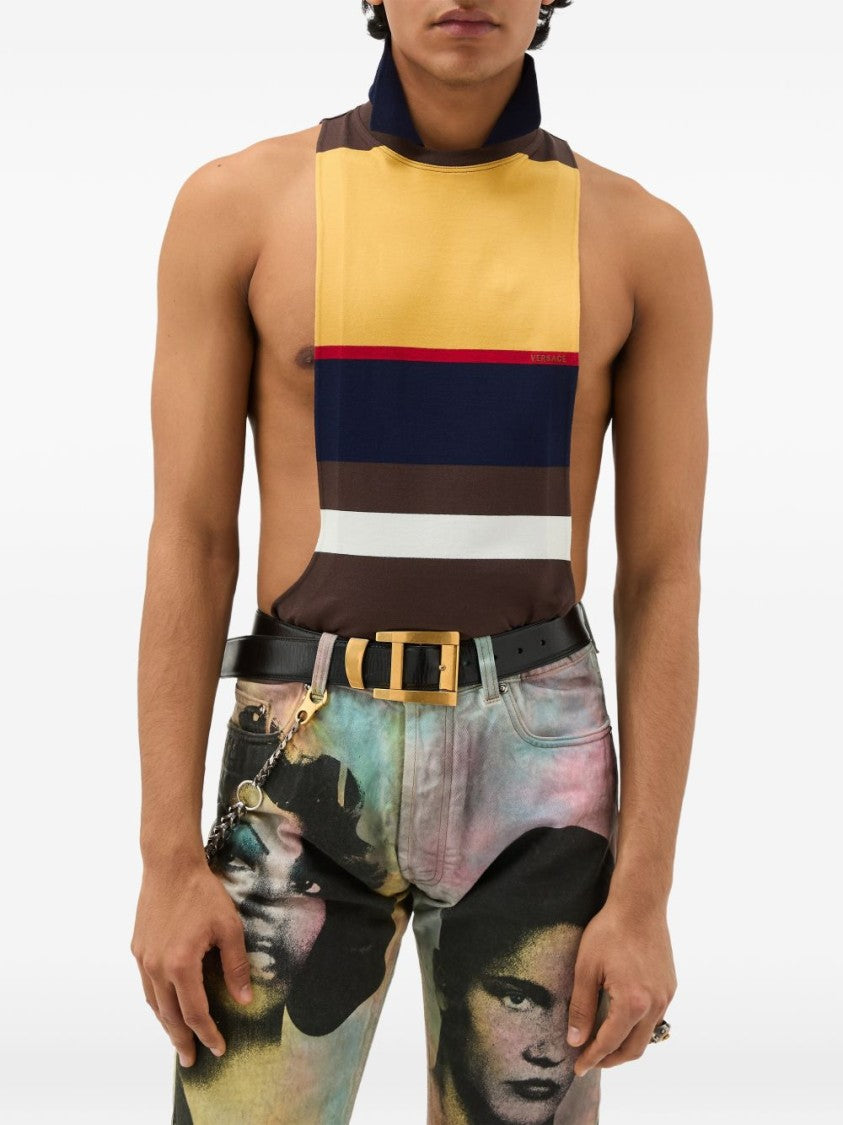 Versace Color-Blocked Sleeveless Knitwear With Avant-Garde Silhouette