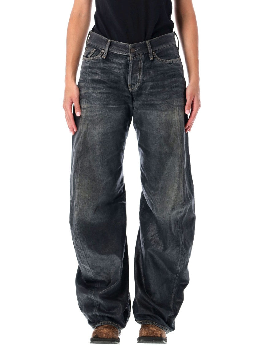 Acne Studios Black Coated Loose Jeans 2006F