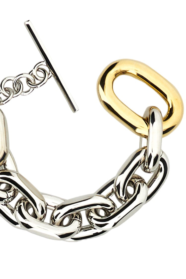 Rabanne Intertwined Silver Chain Bracelet With Gold Detailing
