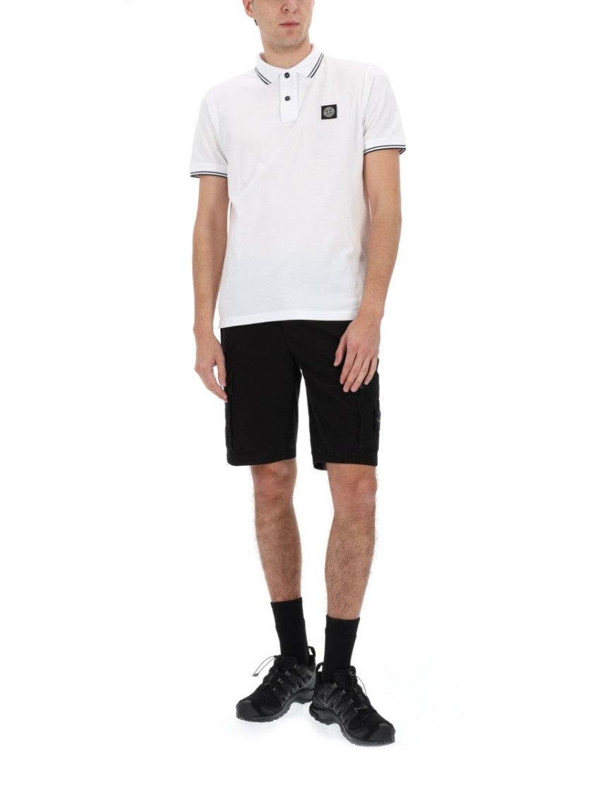Stone Island Cargo Straight Logo Cotton Shorts