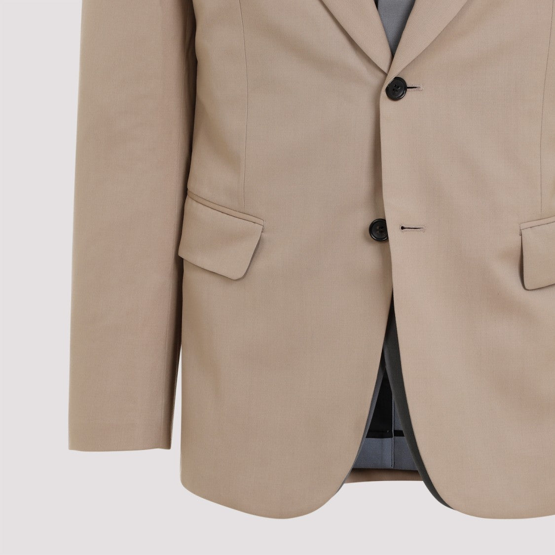 Comme Des Garçons Gray And Beige Layered Wool Jacket