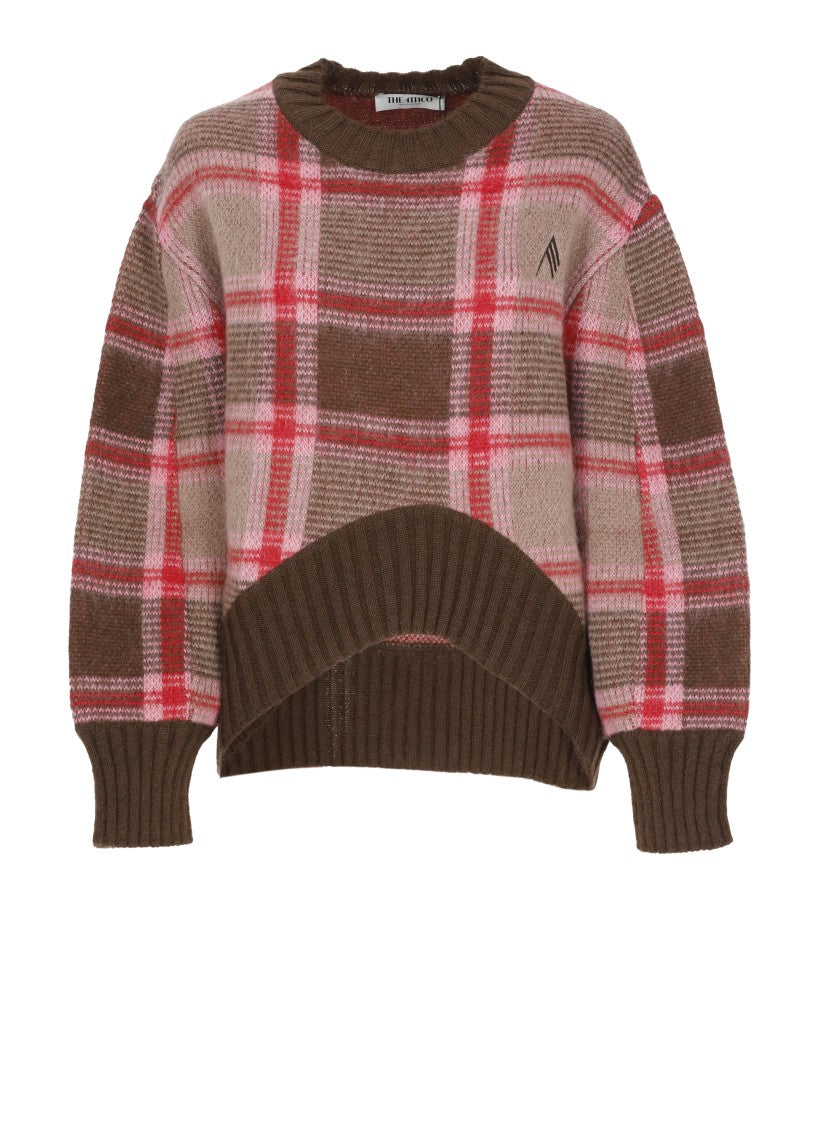 The Attico Check Embroidered Logo Jersey Sweater