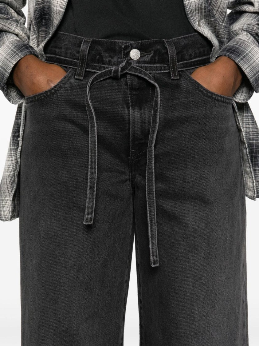 Levi's Straight-Leg Black Denim Jeans With Belt Design And Relaxed Fit