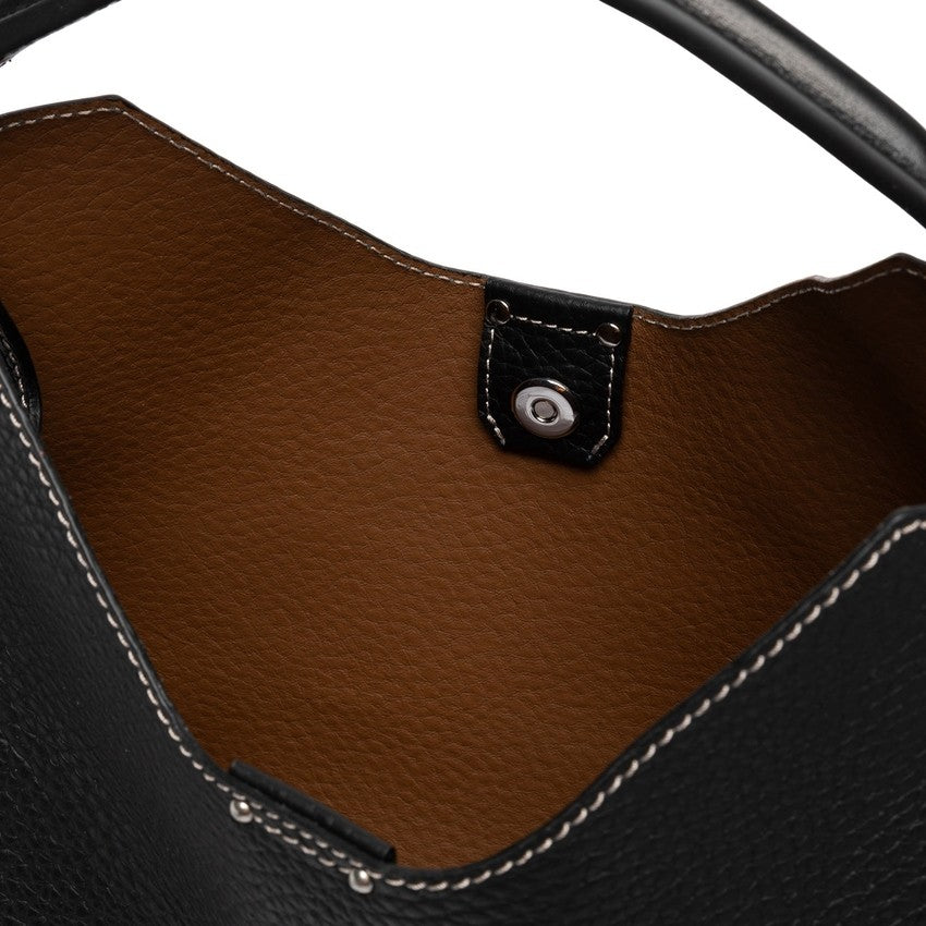 Gianni Chiarini Trapezoidal Double Grain Leather Handbag With Removable Strap