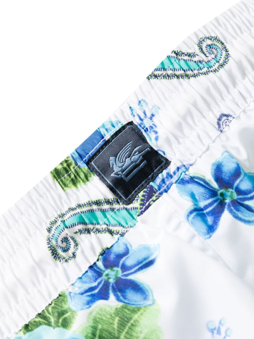 Etro Floral Print Taffeta Swim Shorts