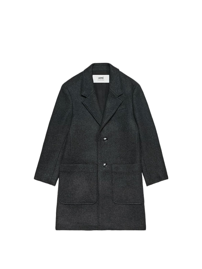 Ami Paris Notched Lapel Tailored Ami Coat