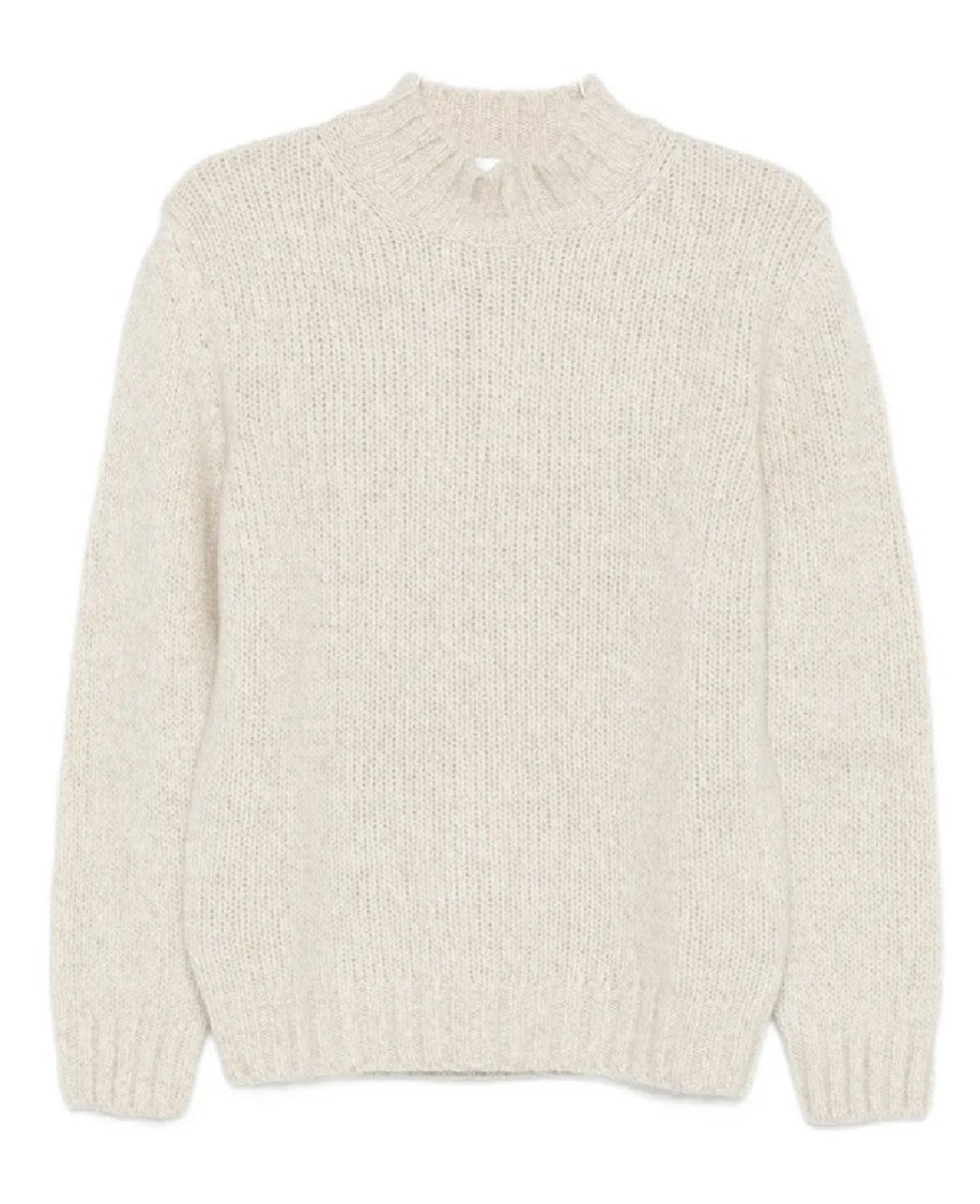 Lardini Textured Knit Sweater With High Round Neckline