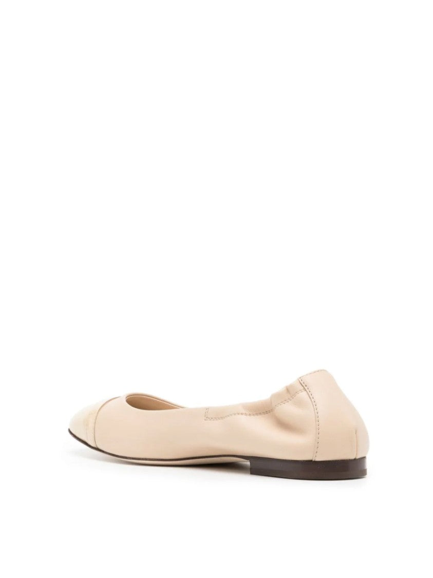 Tod's T Logo Strap Leather Ballerinas